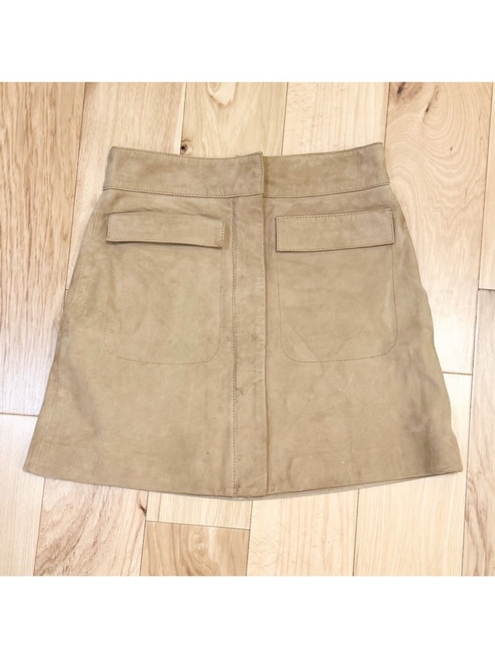 Reiss Women’s Leah Goat Leather Suede High Rise Zip Front Mini Skirt